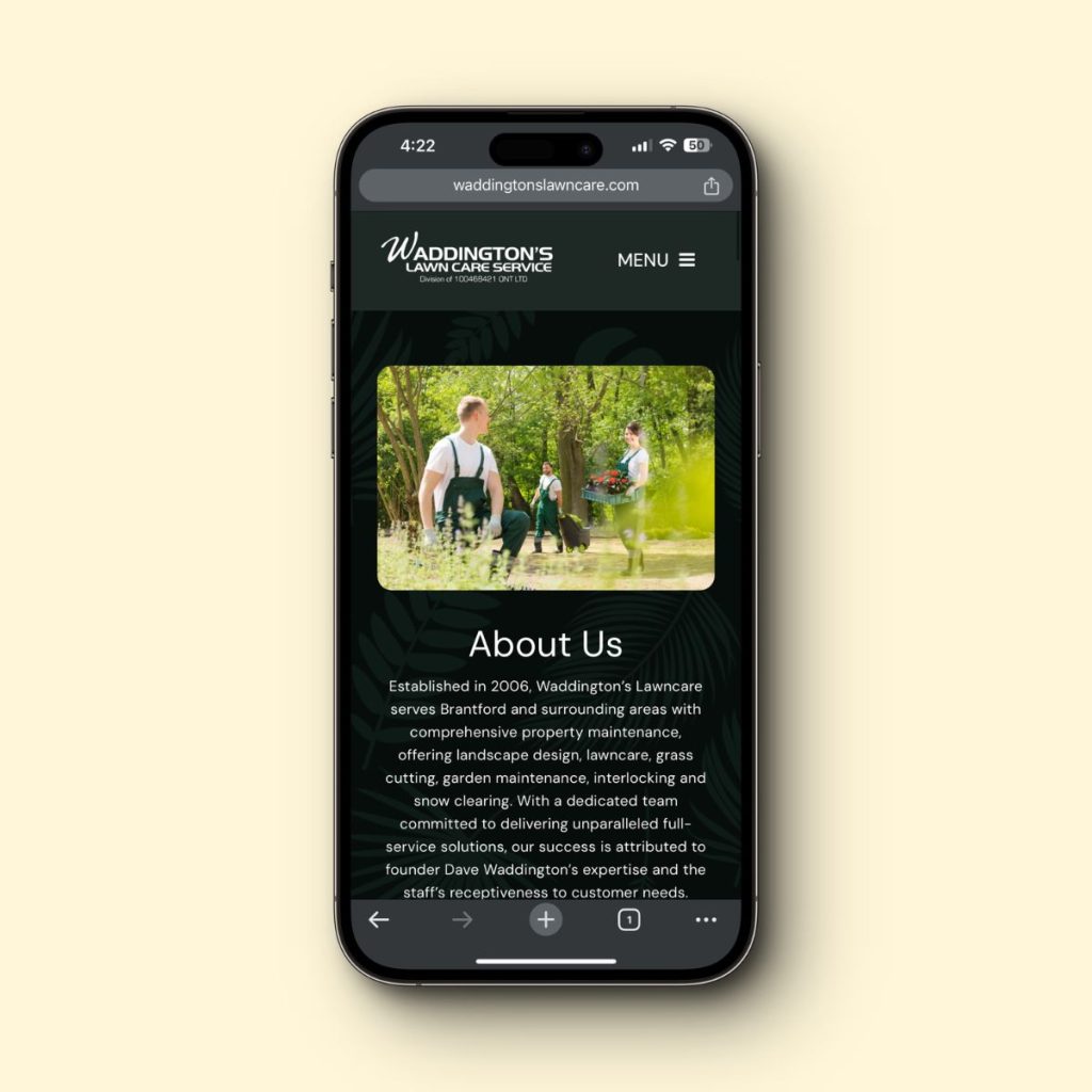 Waddington’s Lawncare 4 Waddington'S Lawn Care Service About Us Page On Mobile Version