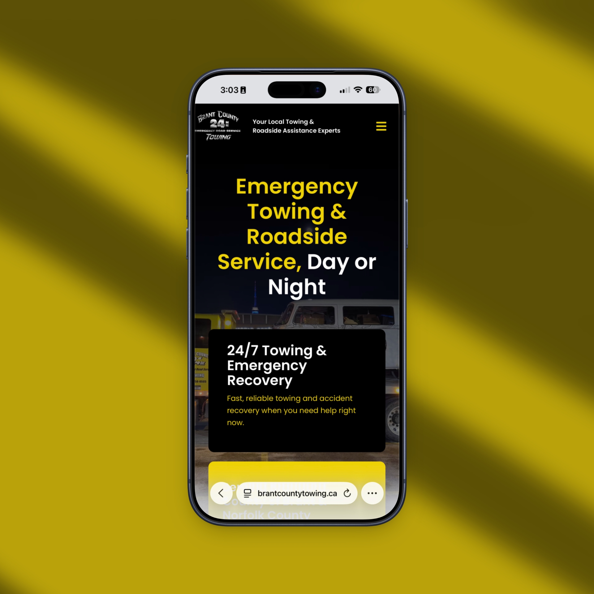 Smashing Pixels Towing Website Brant Countie Towing3