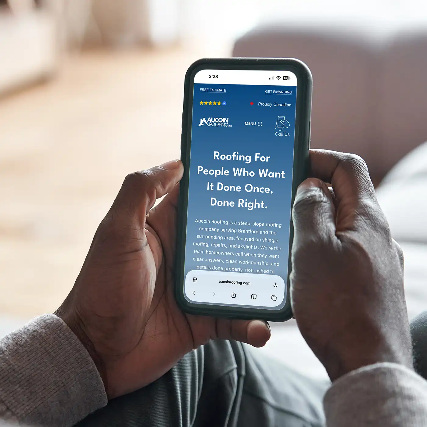 Aucoin Roofing New Website Design Mobile Optimization By Smashing